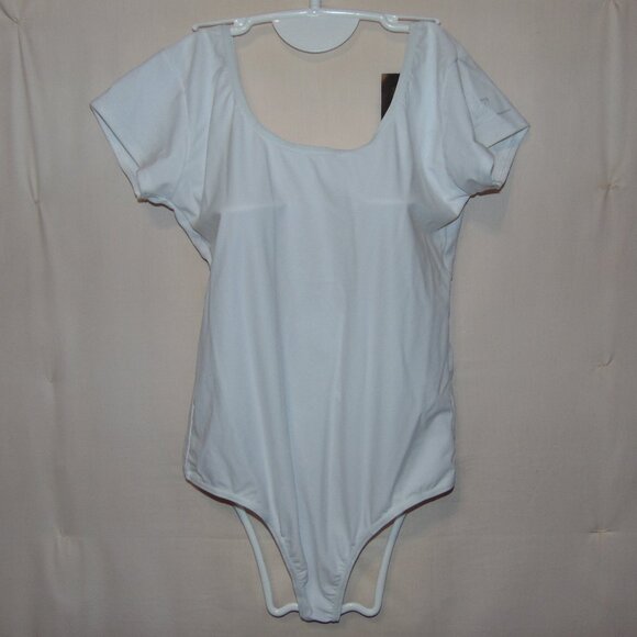 ABT White Short Sleeve Thong Leotard AL NWT - Picture 1 of 8